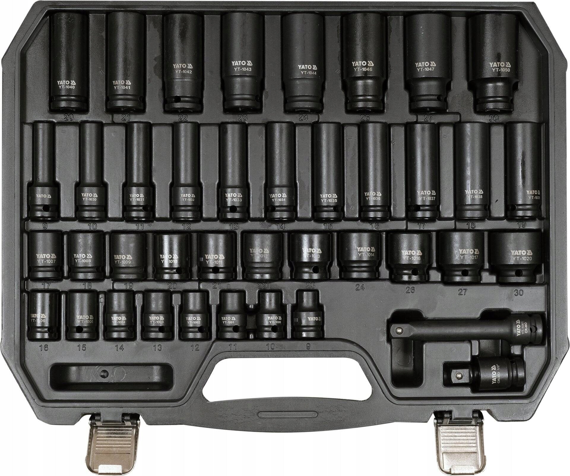 Yato YT-10555 Impact Socket Set in 1/2" Case 40 Elements Manufacturer code YT-10555