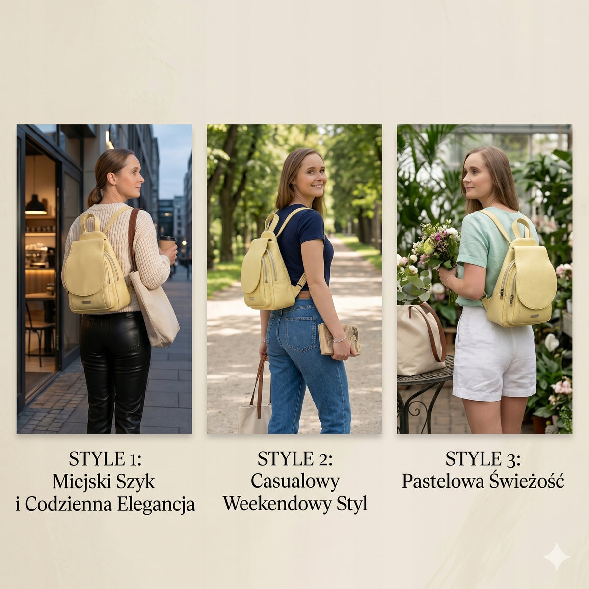 Yellow Women's Premium Leather Backpack-Natural Leather -Made in Italy Packaging status original