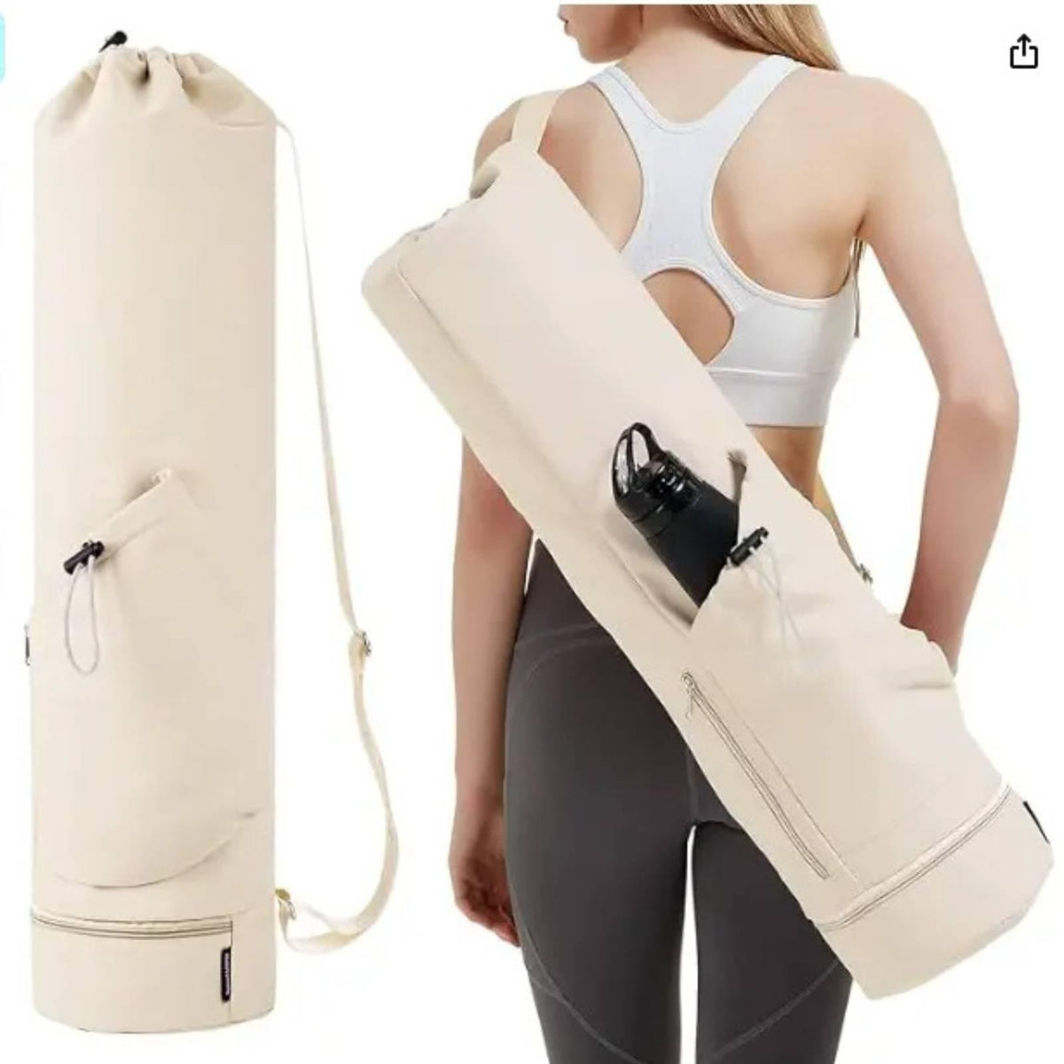 Yoga Equipment Carrier Spacious Workout Mat Holder Convenient Off-white Packaging status original