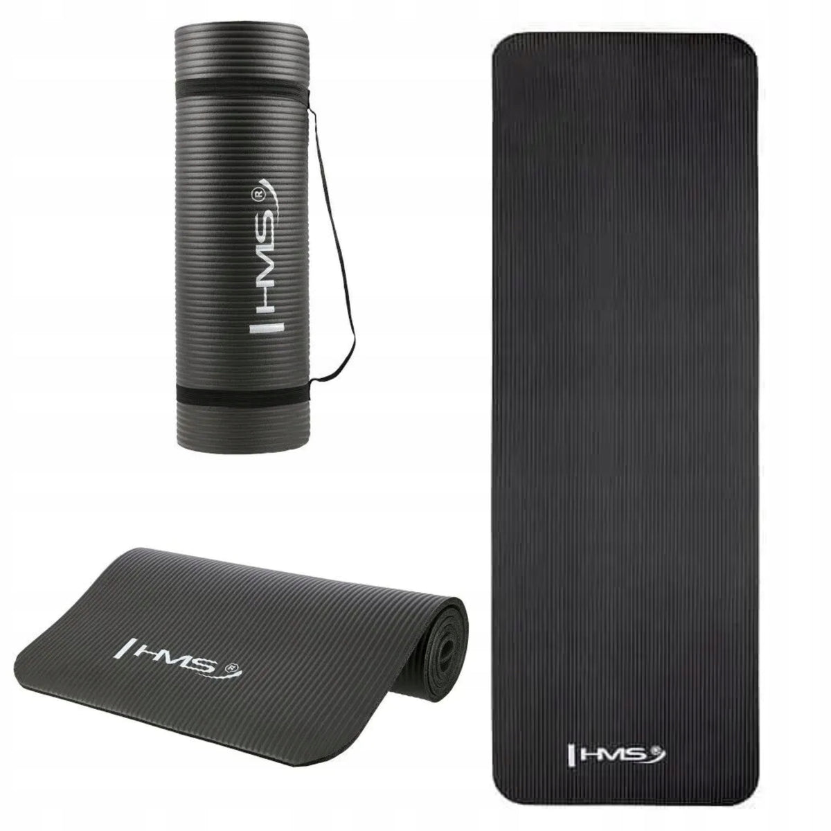 Yoga Exercise Mat Black HMS 15MM Non-Slip And Lightweight