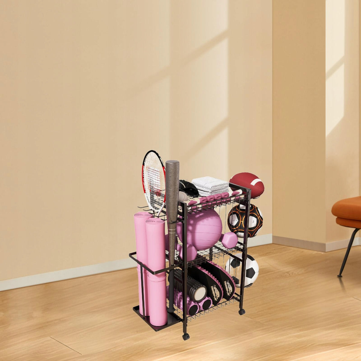 Yoga Mat Storage Rack Home Gym Storage Rack for Foam Roller Resistance