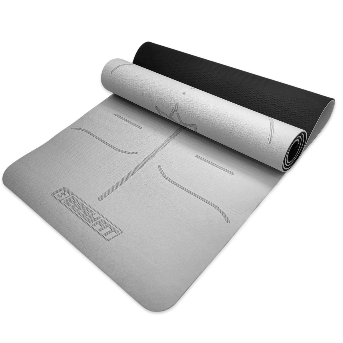 Yoga mat EasyFit Polarity Stone TPE+TC 6 mm double layer grey-black