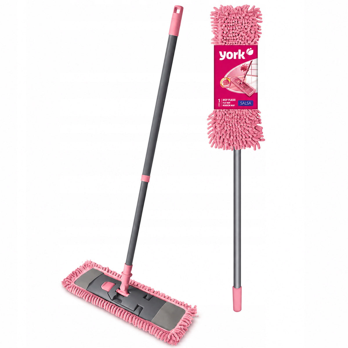 York Salsa flat mop with telescopic handle 1 pc mix colors microfiber