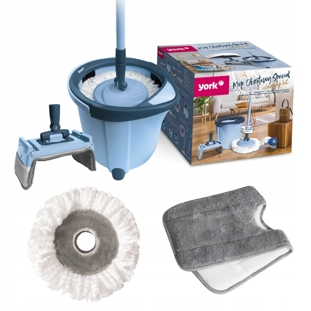 York Special Rotary Flat Mop with Turbo Bucket