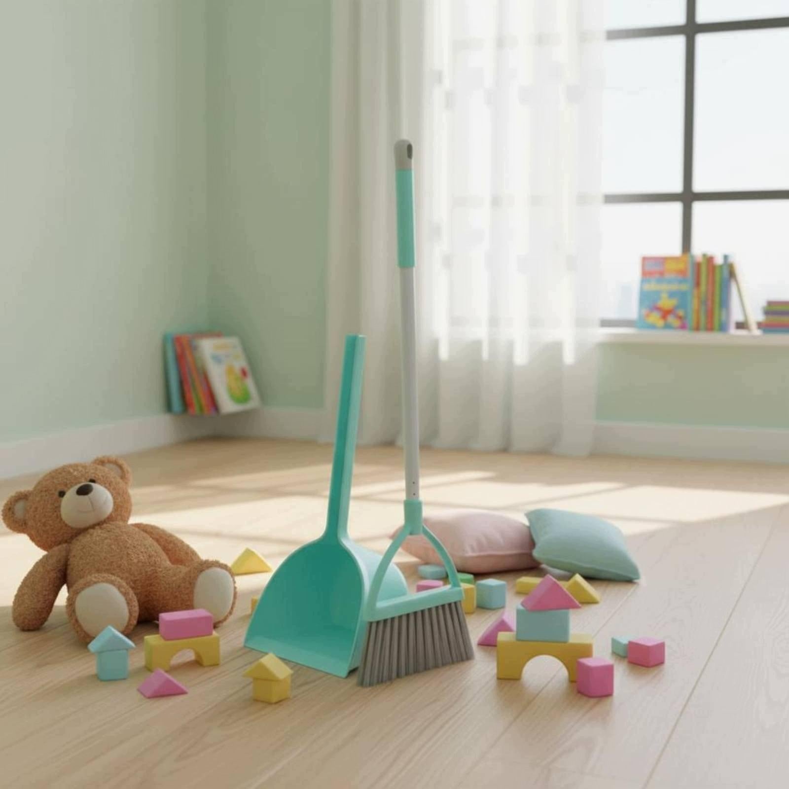 Young Child Broom and Dustpan Set Material Children s Broom and Gray White Packaging status original