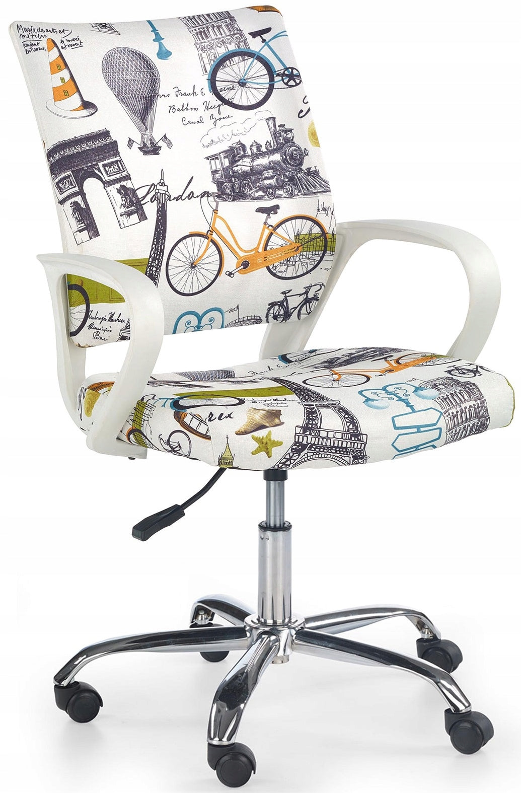 Youth Armchair IBIS PARIS White Swivel Fabric Adjustable For Desk