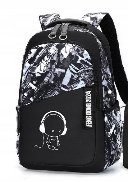 Youth Backpacks, Headphone Pattern, Durable Laptop Backpacks