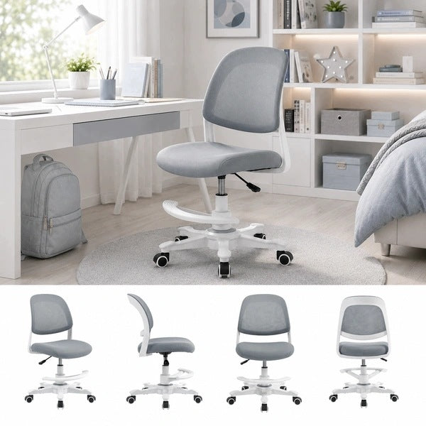 Youth Office Chair Swivel Grey with Learning Footrest MELI GREY