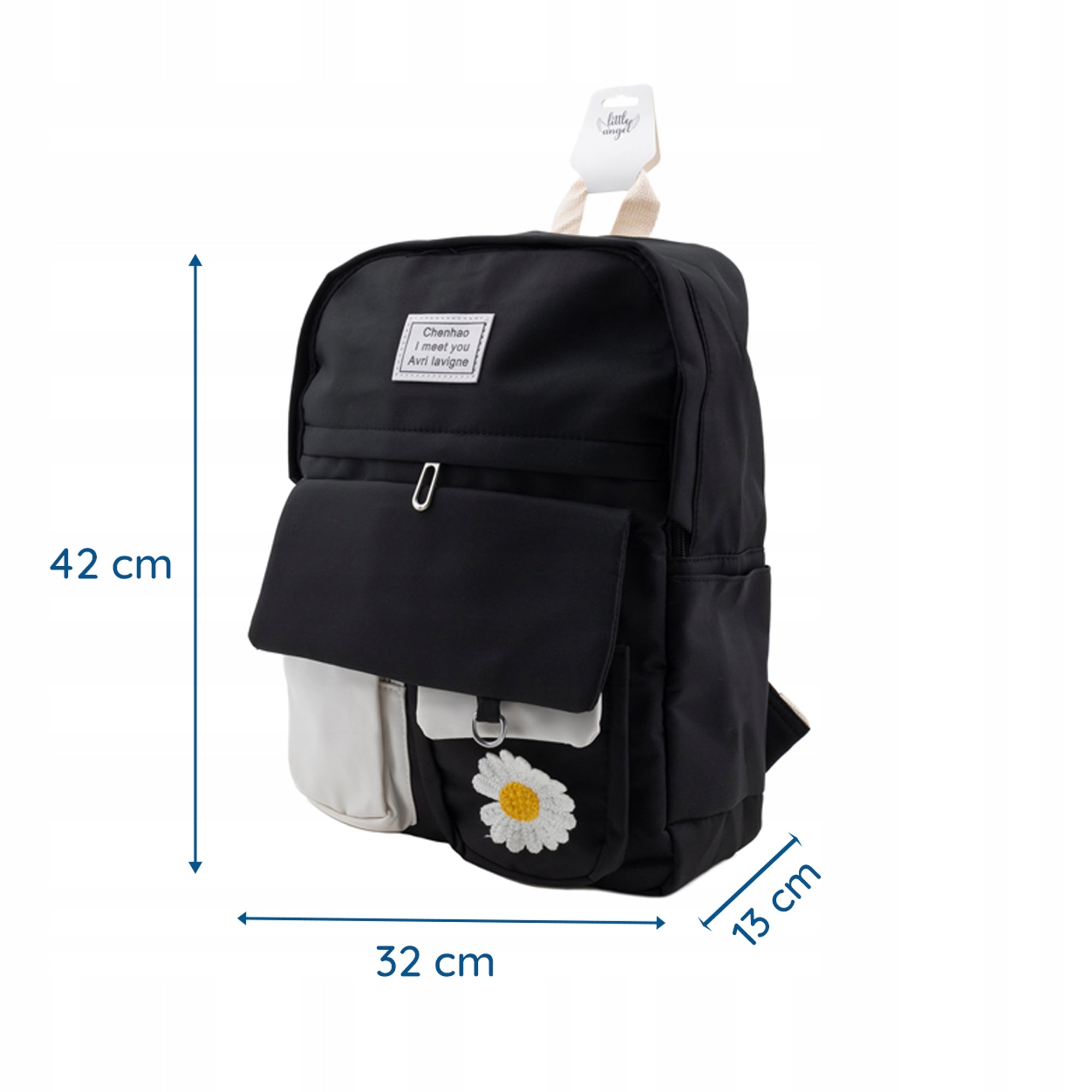 Youth School Backpack for Teenager Black DAISY Packaging status original