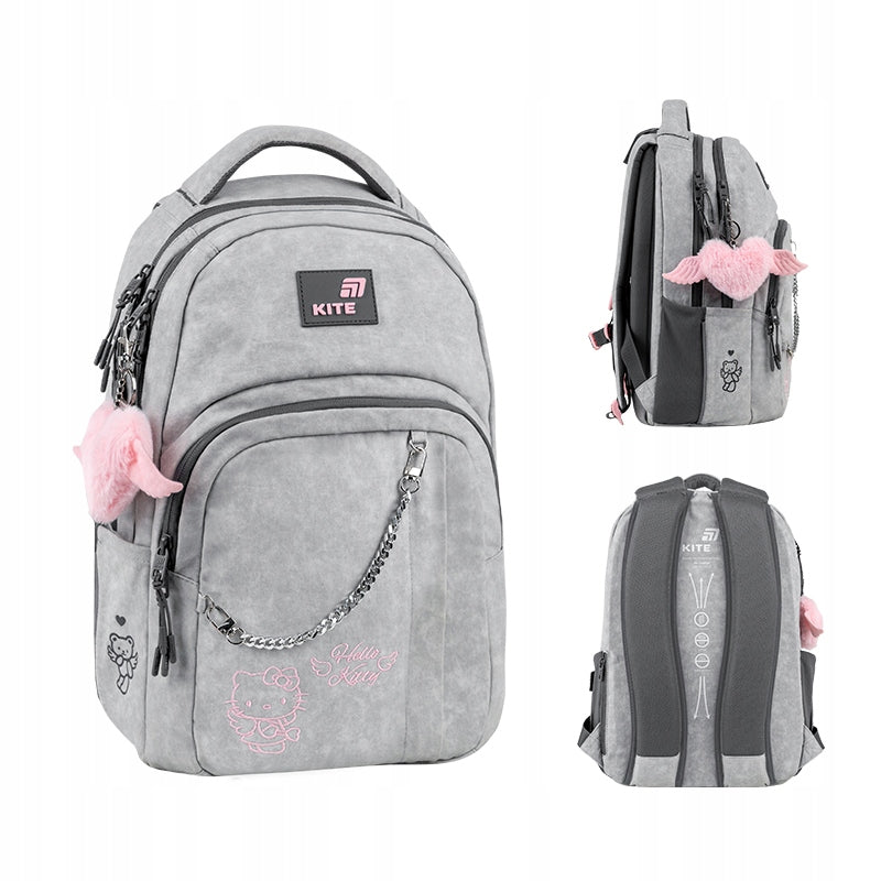 Youth School Backpack for Teens with Chain Hello Kitty Kite