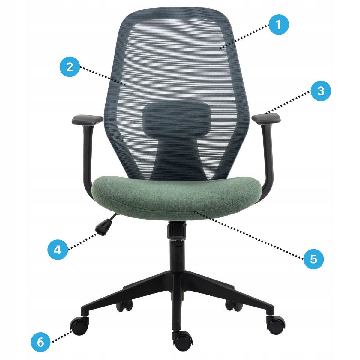 Youth Swivel Chair for Boy for Computer Mesh Green LICOS Furniture depth 44 cm