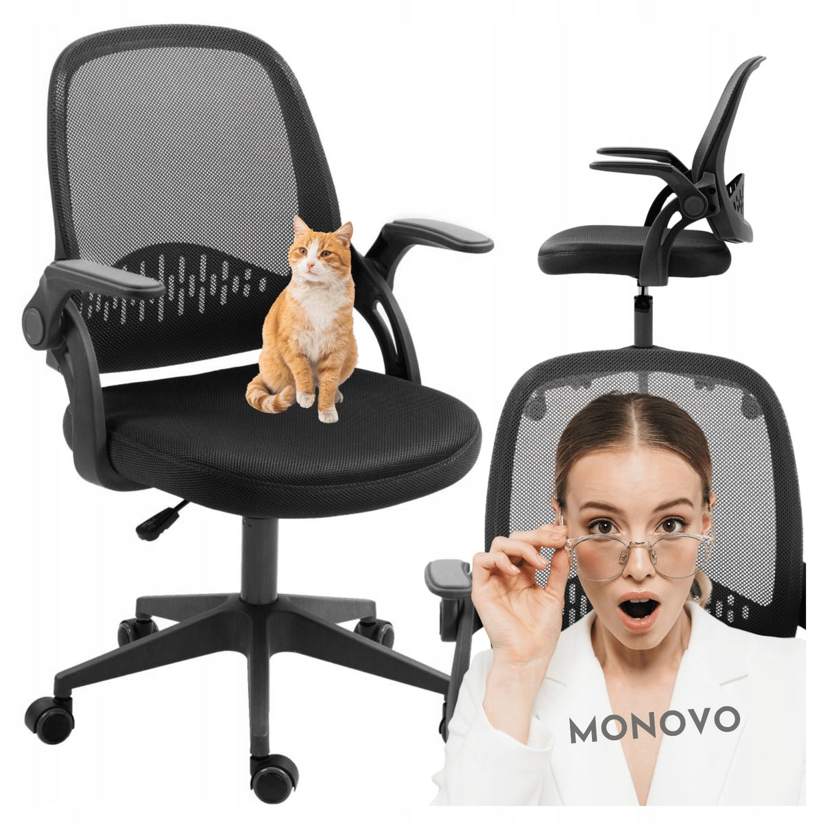 Youth Swivel Chair for Computer Desk Black Mesh MARTIN