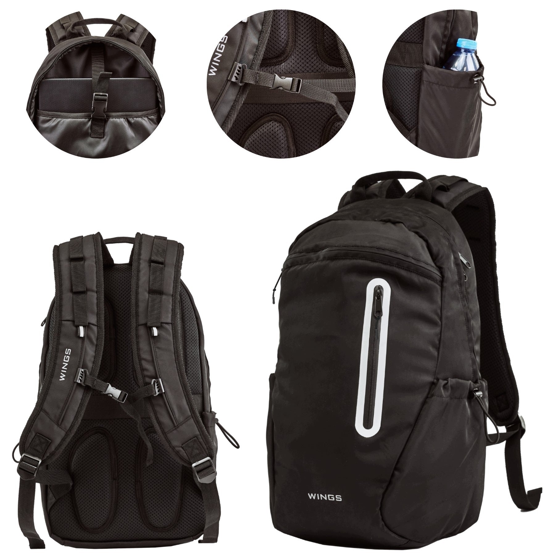 Youth backpack WINGS 24L laptop 15,6 inches reflective for school travel