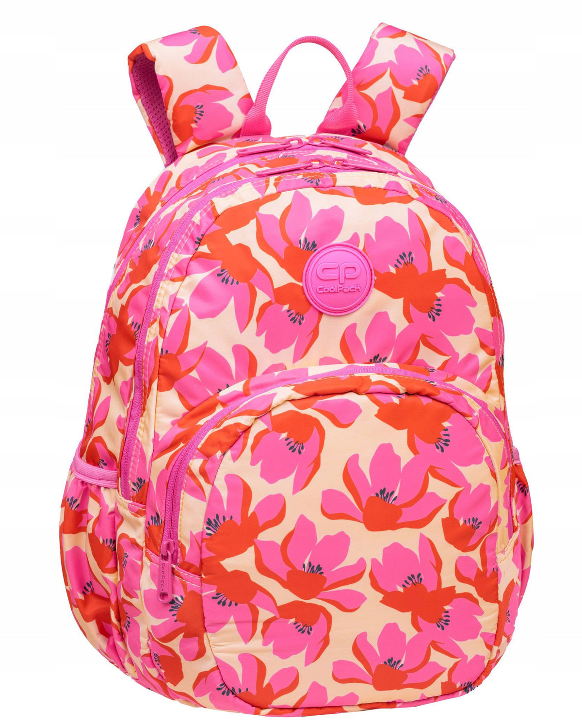 Youth backpack for school CoolPack RIDER FLORES ROSA with flowers 24L pink