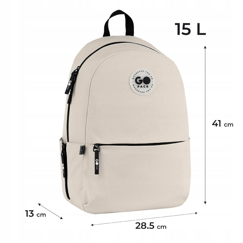Youth backpack for school for girls A4 city backpack beige GoPack Packaging status original