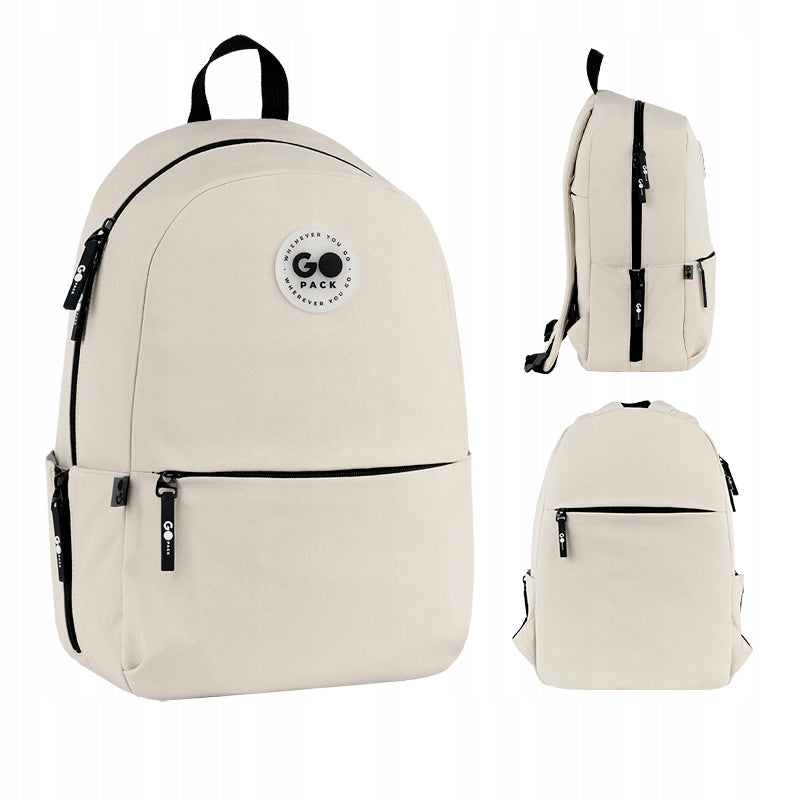 Youth backpack for school for girls A4 city backpack beige GoPack