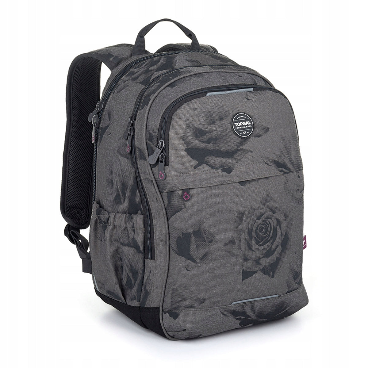 Youth backpack grey with roses Topgal RONY 25027