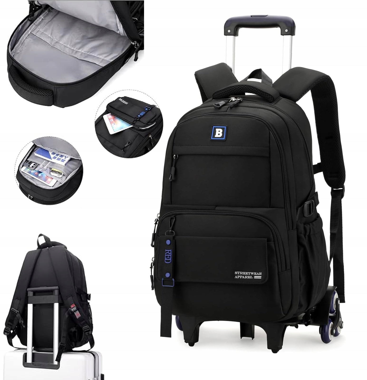 Youth backpack school on wheels frame SCHOOL TRAVEL (D076)