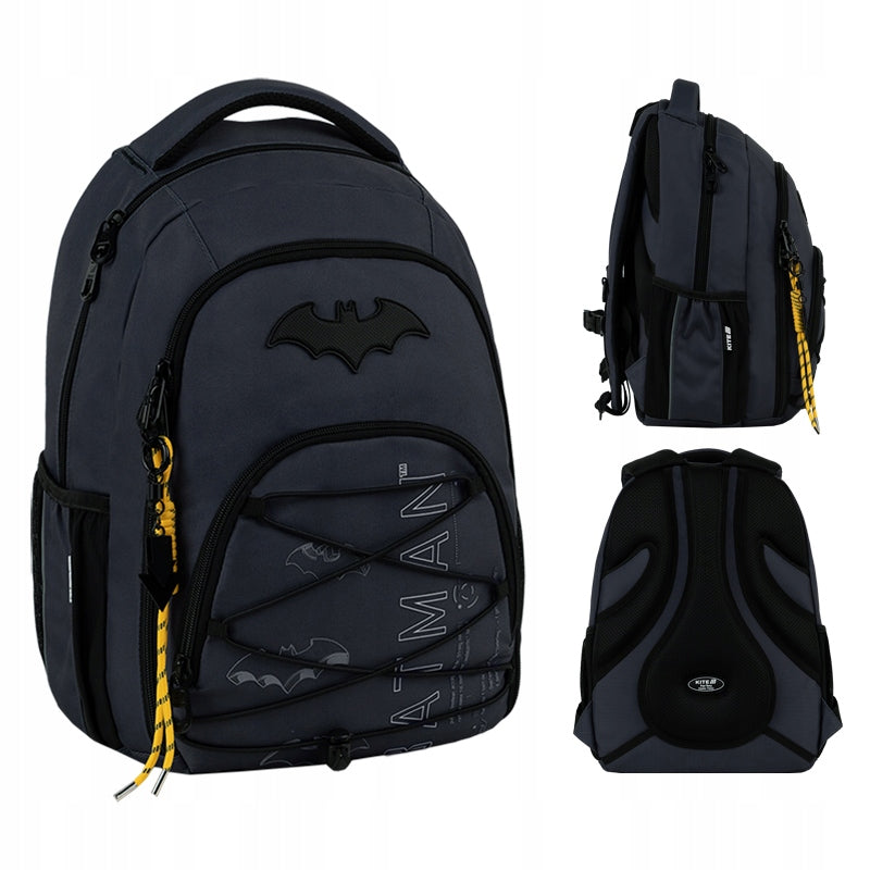 Youth school backpack for boy 9-12 years shining grey Batman Kite