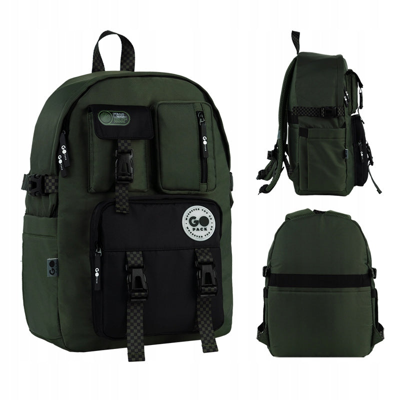 Youth school backpack for boy for laptop khaki single compartment GoPack