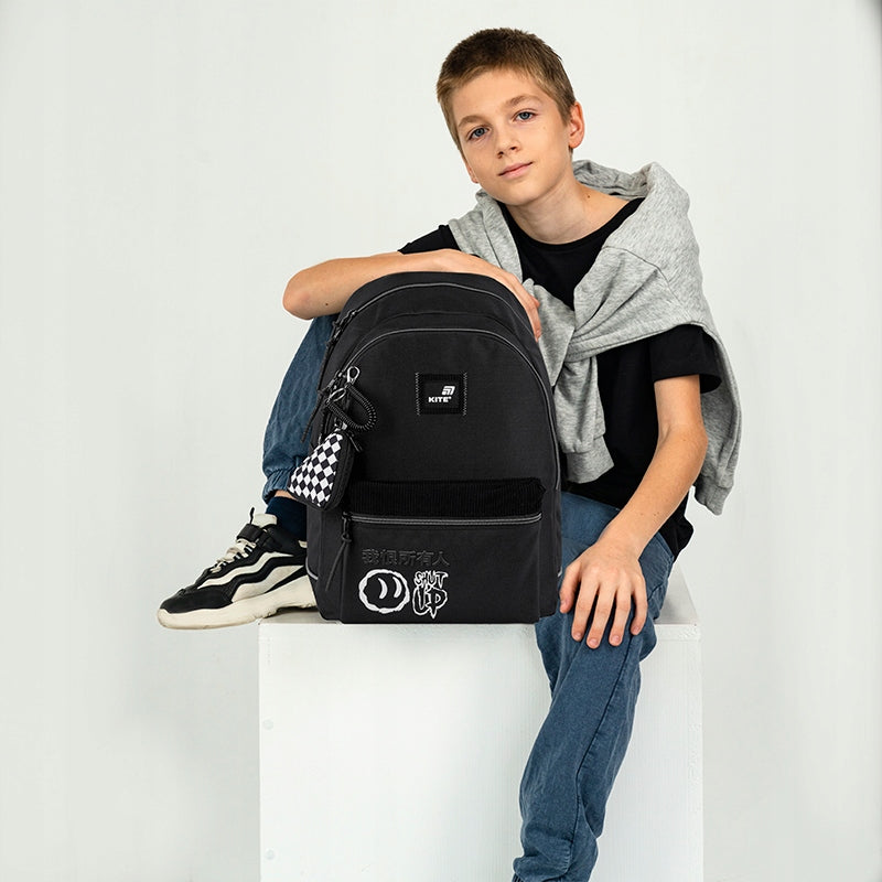 Youth school backpack for boys black Kite Packaging status original