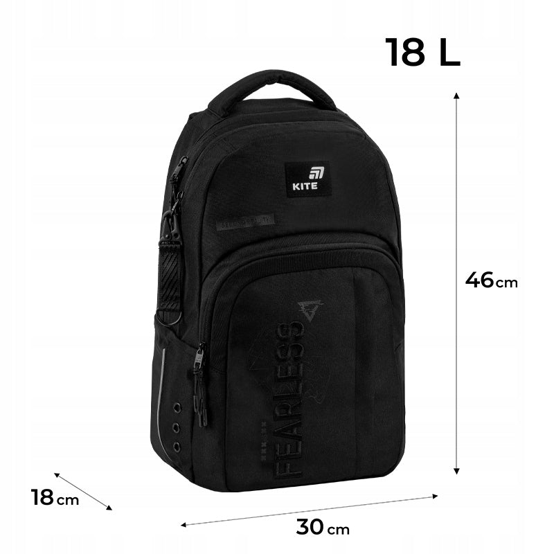 Youth school backpack for boys black roomy backpack Kite Manufacturer code K26-2578L