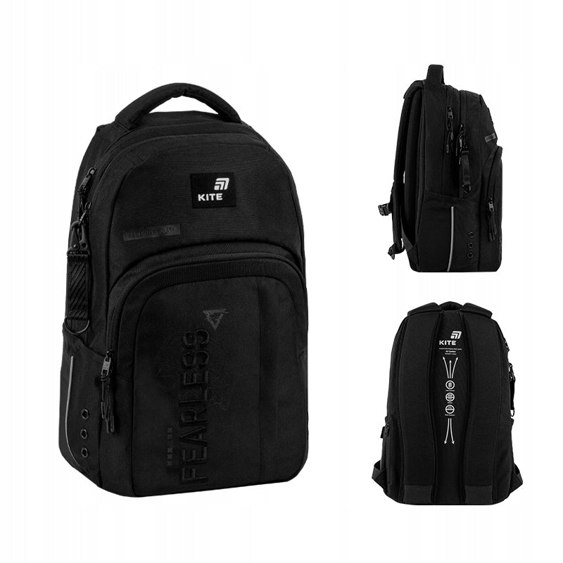 Youth school backpack for boys black roomy backpack Kite