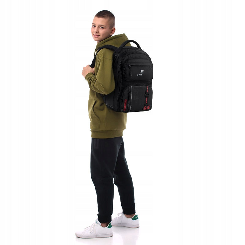 Youth school backpack for boys multi-chamber with keychain Kite Packaging status original