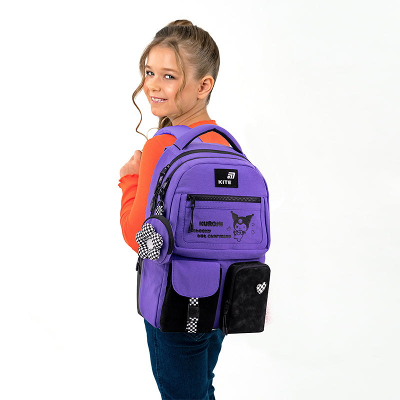 Youth school backpack for girls 9-12 years class 4-6 Kuromi Kite Packaging status original