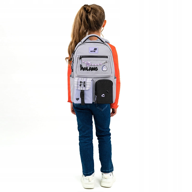 Youth school backpack for girls 9-12 years grey Molang Kite Packaging status original