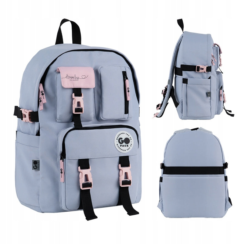 Youth school backpack for girls for laptop grey GoPack