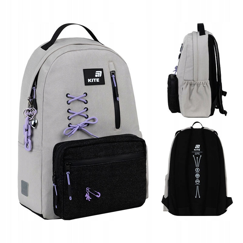 Youth school backpack for girls stylish design faded jeans Kite