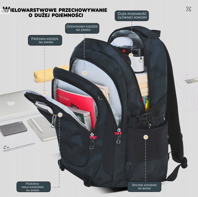 Youth school backpack – roomy, waterproof, multi-chamber Brand no brand
