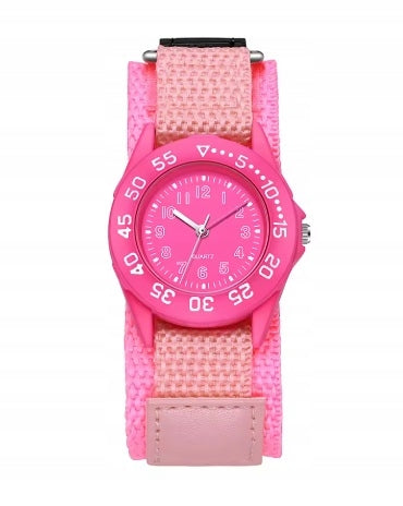 Youth watch diver pink webbing Velcro strap sports for