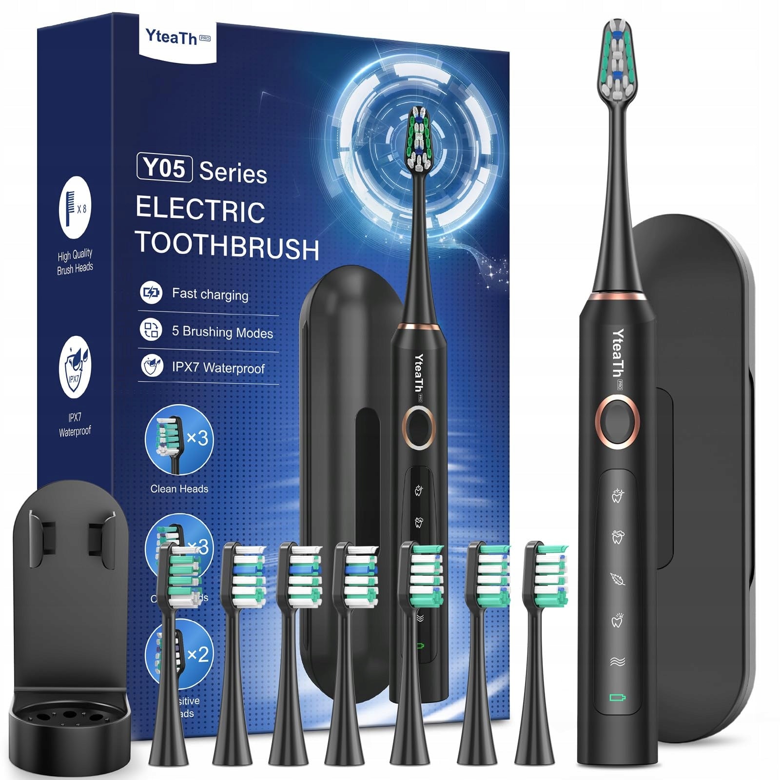 YteaTH T05 Series Sonic Toothbrush for Adults 8 Tips