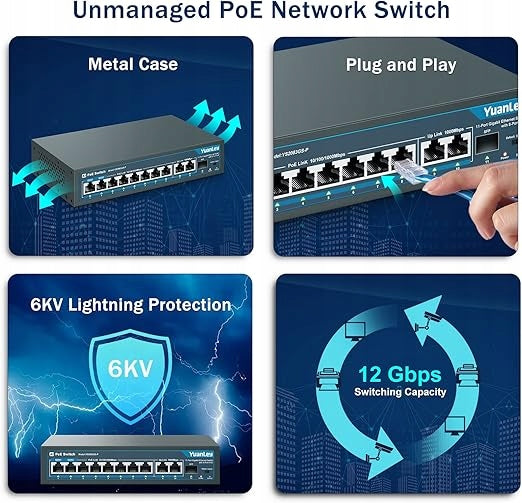 YuanLey 11-Port Gigabit PoE Switch Manufacturer code YS2083GS-P