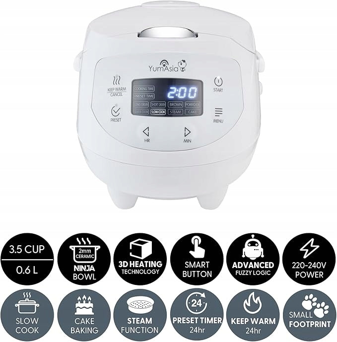 Yum Asia Panda mini rice cooker Fuzzy Logic ceramic bowl Arctic white Brand Yum Asia