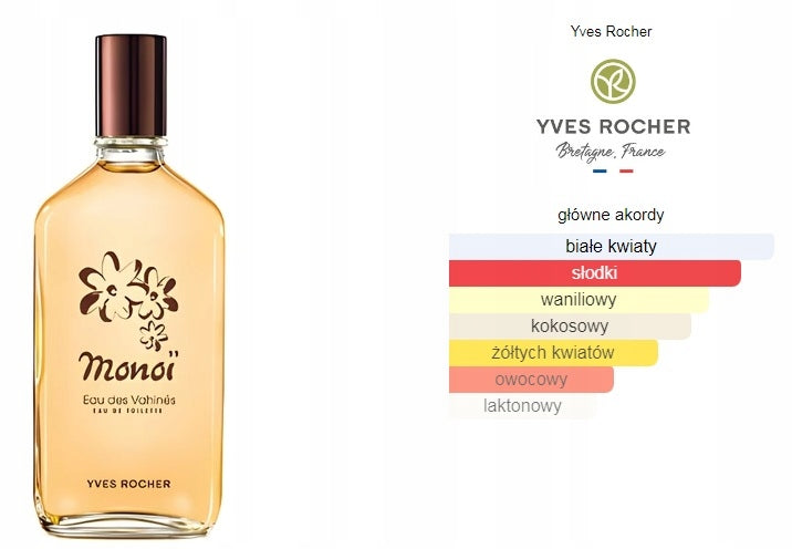 Yves Rocher - woda toaletowa MONOI / GARDENIA / Kokos 100ml. Packaging status original