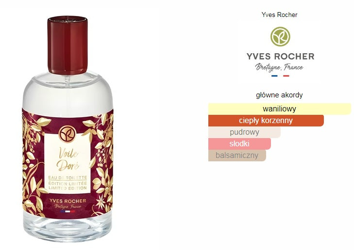 Yves Rocher - zestaw VOILE DORE woda toaletowa 100ml + żel 200ml Packaging status original