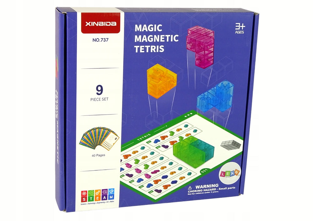 Vaikiškas magnetinių kaladėlių rinkinys kubas Lean toys, 9 vnt.