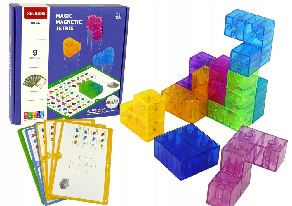 Vaikiškas magnetinių kaladėlių rinkinys kubas Lean toys, 9 vnt.