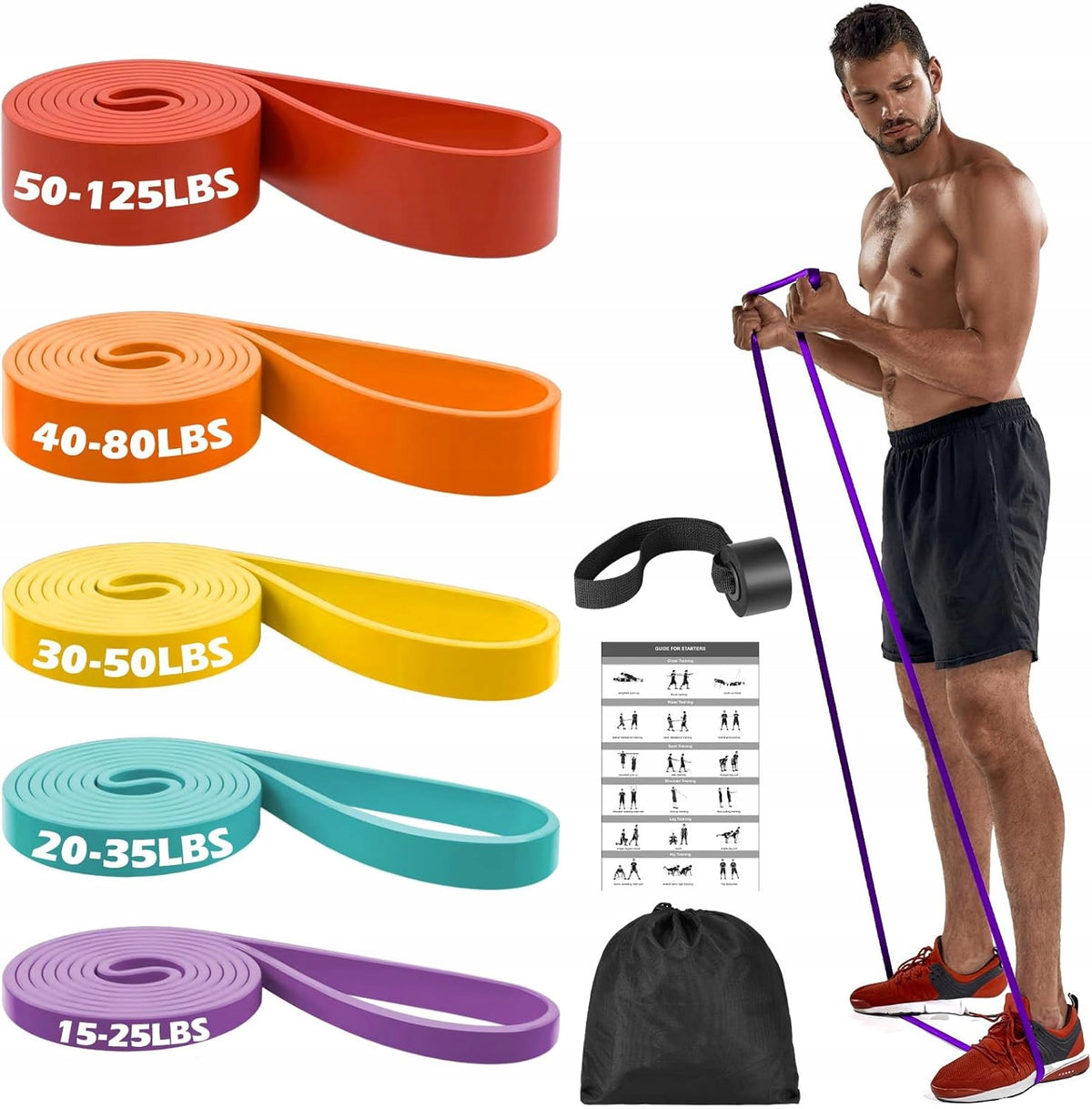 ZACRO SET OF RESISTANCE BANDS FOR EXERCISE