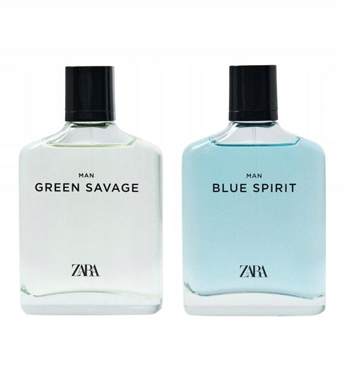 ZARA GREEN SAVAGE + BLUE SPIRIT 2 x 100ML Packaging status original