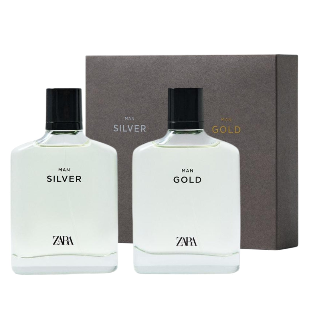 ZARA MAN SILVER + GOLD - MEN'S PERFUME 2x 100ml New, larger capacity