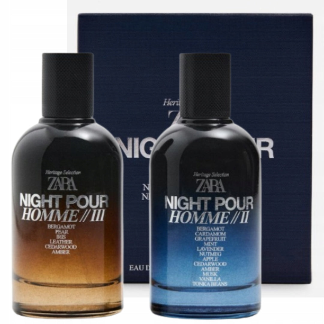ZARA NIGHT POUR HOMME II + III 100 ML 2 x 100 ML MEN'S PERFUME ZARA