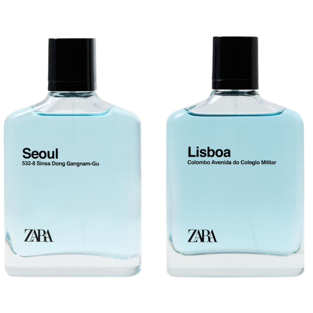 ZARA SEOUL + LISBOA 2 x 100 ML Men's Perfume Set LARGER CAPACITY Packaging status original