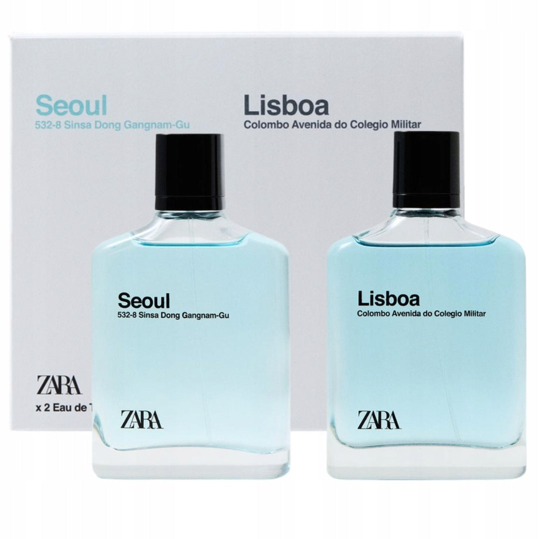 ZARA SEOUL + LISBOA 2 x 100 ML Men's Perfume Set LARGER CAPACITY