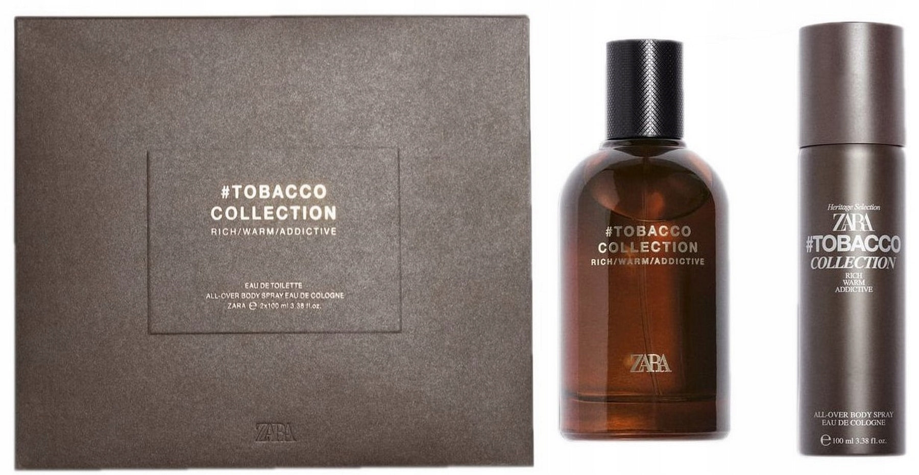ZARA TOBACCO COLLECTION RICH WARM ADDICTIVE EDT 100 ML + EDC 100 ML SET