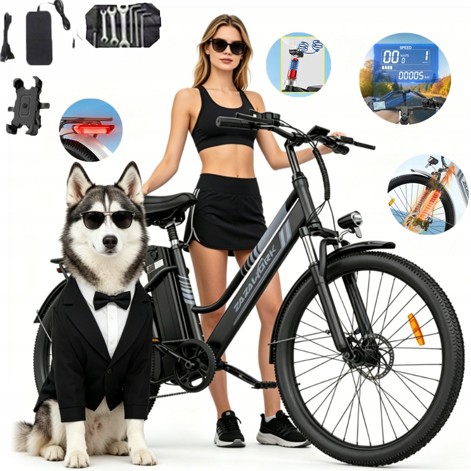 ZAZAWORK C26 PRO 2026 Women's Electric Bike 250W 20AH 720WH 120HP E-BIKE
