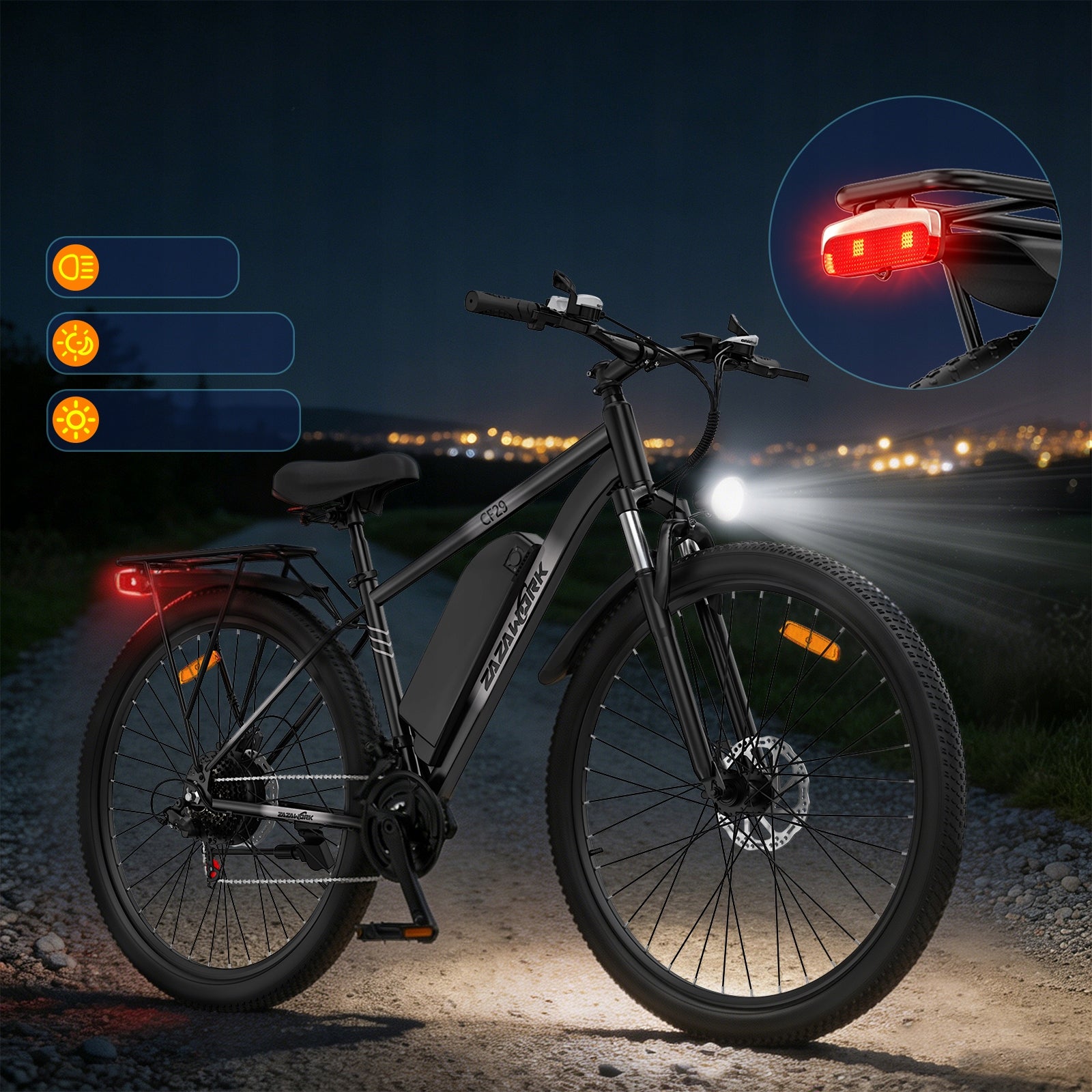 ZAZAWORK CF29 2026 Electric City Bike 48V 15AH Shimano 21-Speed Frame size 18"